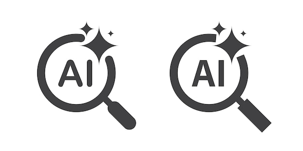 AI search and analysis icon Magnifying glass with generate symbol Artificial intelligence technology concept Icon element for application and web Vector illustration Magnifier or loupe sign