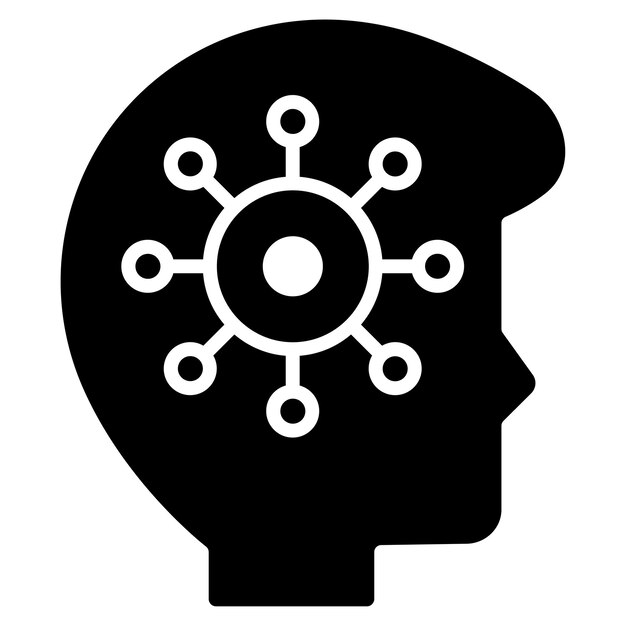 AI Thinking Glyph Solid Black Illustration