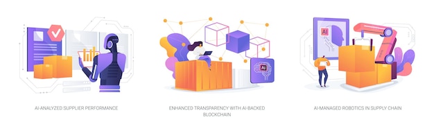 AIdriven Supply Chain abstract concept vector illustrations