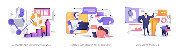 Aipowered pr abstract concept vector illustration set aipowered crisis response simulation