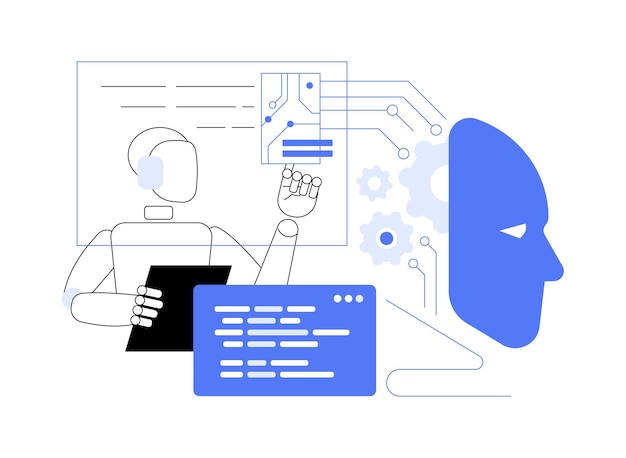 aisupported robotics and automation abstract concept vector illustration