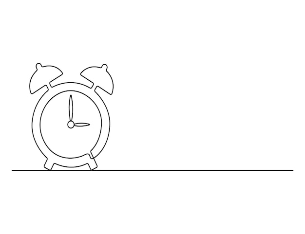 Alarm clock continuous one line drawing vector illustration