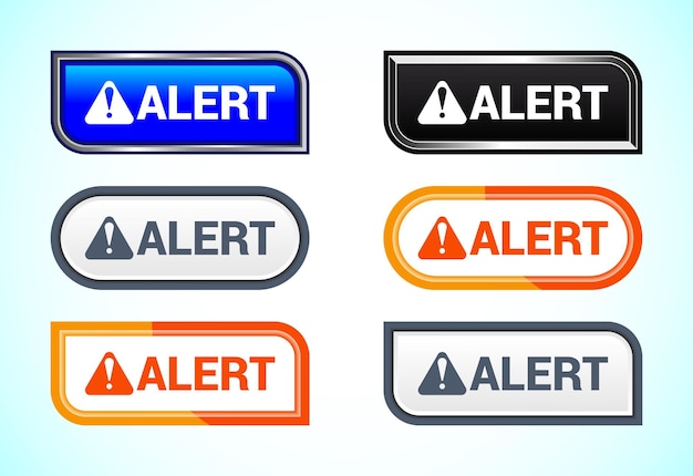 alert button set of different shapes and colors suitable for mobile app and website ui design