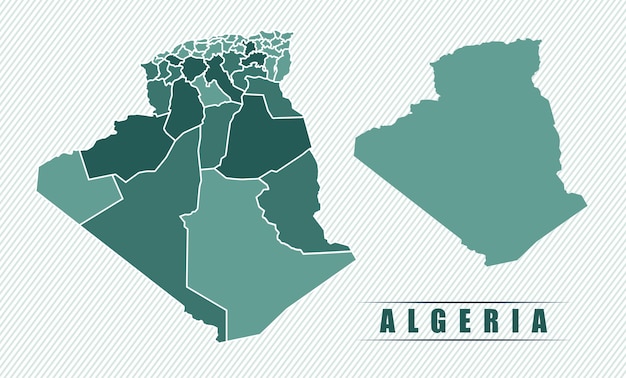 Algeria different color flat vector map set