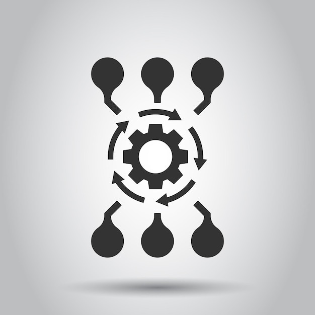 Algorithm api software vector icon in flat style Business gear with arrow illustration on white background Algorithm concept