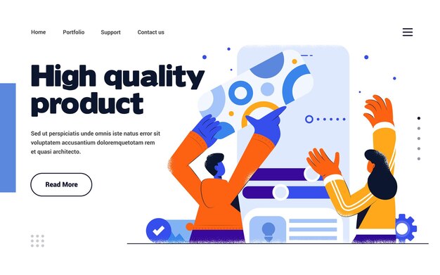 Aloitussivun malli Korkealaatuinen tuote flat design -tyylillä
