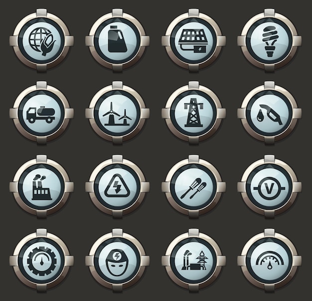 alternative energy vector stylish round buttons for mobile applications and web