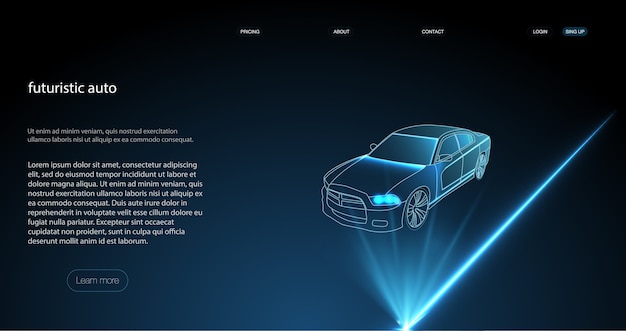 Älykäs auto ai hud. Kuljettajaton auto työskentelytiloissa kuvitus.