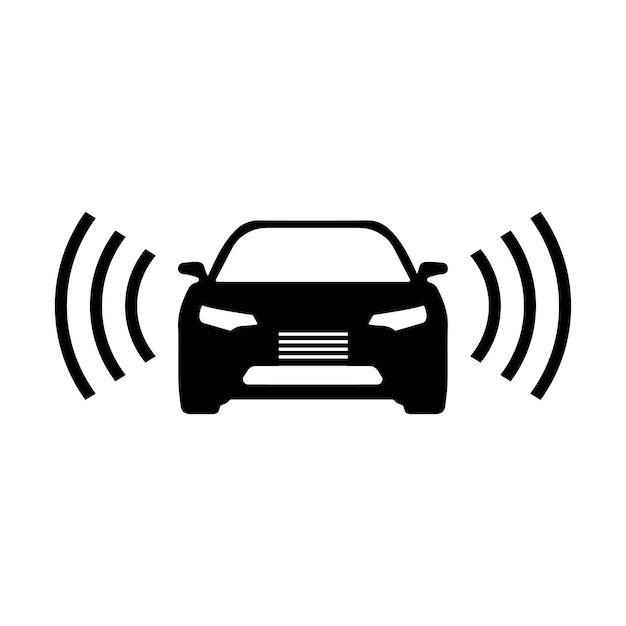 Älykäs autokuvake mustassa yksinkertaisessa suunnittelussa eristettynä taustana EPS 10 -vektori