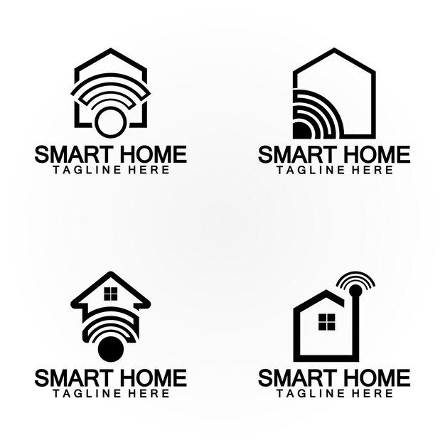Älykäs koti Tech-signaali wifi langaton Logo Vektorisuunnittelumalli