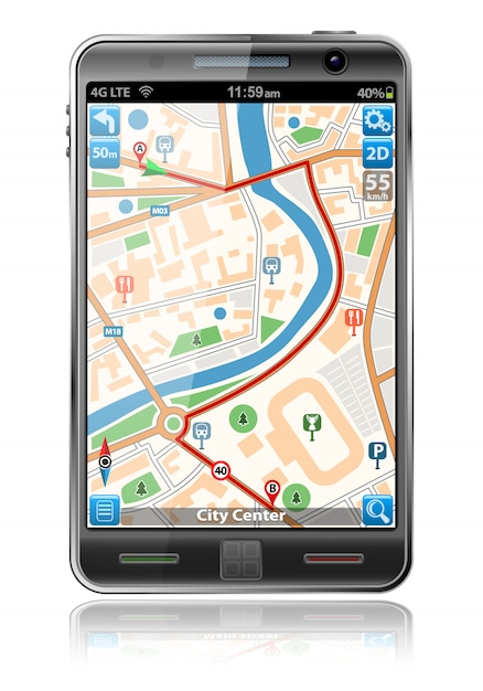 Älypuhelin GPS-navigointisovelluksella