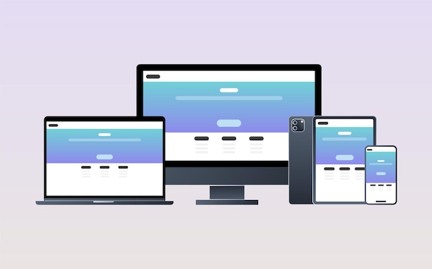 Älyteknologialaitteet liukuvärjäyksellä ja responsiivinen web-design tasainen vektorikuva
