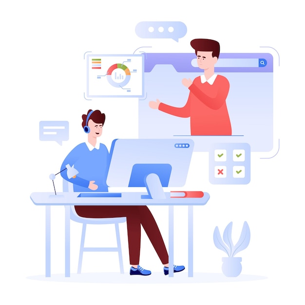 An editable flat illustration of finance manager