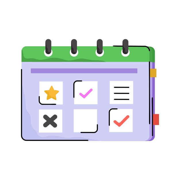 An editable hand drawn style icon of work schedule calendar