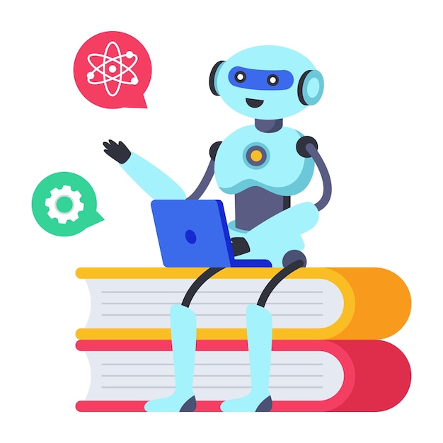An icon design of robot learning showcasing modern study icon