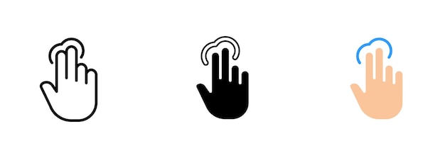 An icon of multiple fingers on a touchscreen representing the idea of touchbased interaction or control Vector set of icons in line black and colorful styles isolated