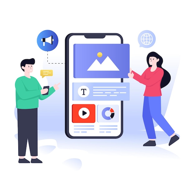 An online marketing flat illustration in editable design