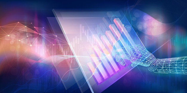 Analysis of financial growth and stock market data stock charts and investment concepts