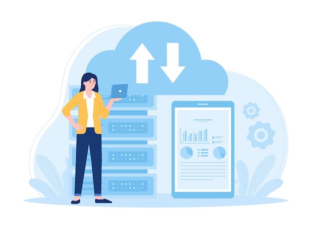 Analyze business data trending concept flat illustration
