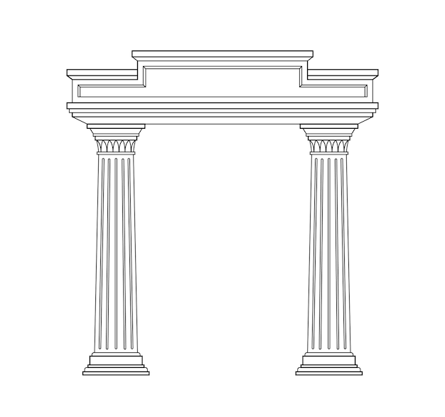 Ancient pediment line concept greek and old rome architecture and marble columns exterior of