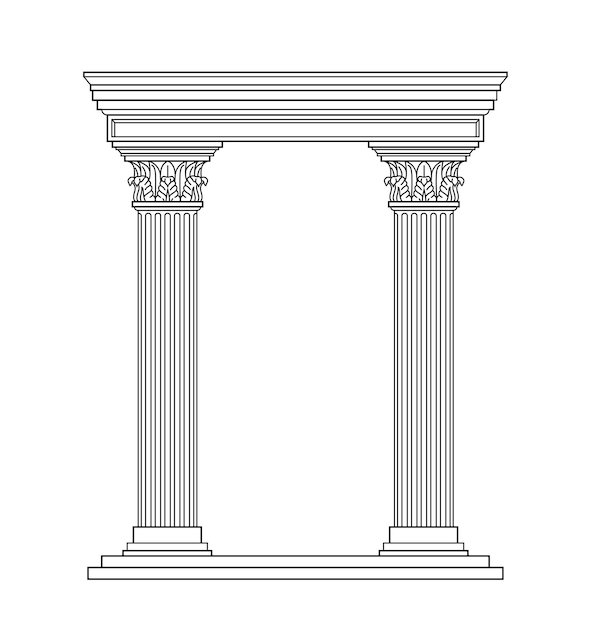 Ancient pediment line concept greek and old rome architecture and marble columns history and culture