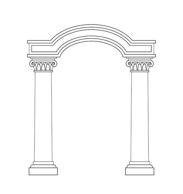 Ancient pediment line concept greek and old rome architecture and marble columns minimalistic