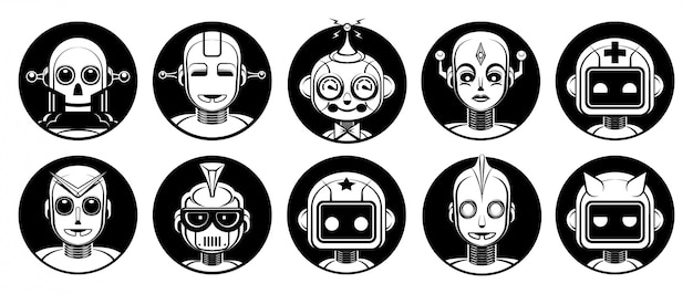 Android robot characters avatar set