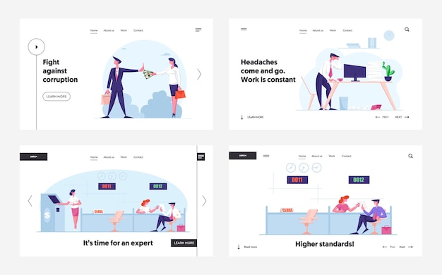 Anti Corruption Working Burnout and Banking Service Landing Page Template