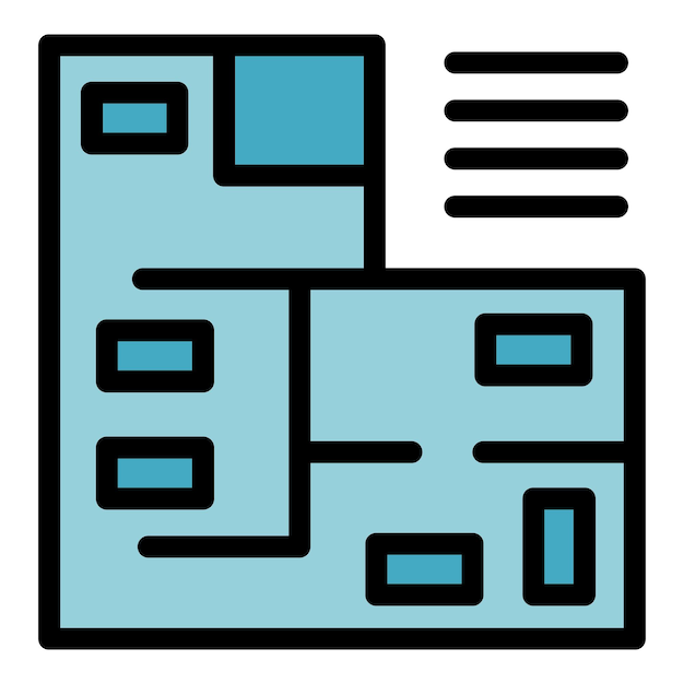 Apartment plan icon Outline apartment plan vector icon color flat isolated