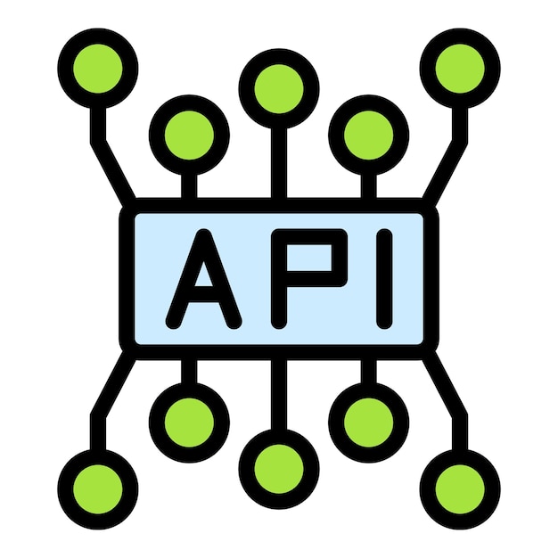Api code icon Outline Api code vector icon for web design isolated on white background color flat