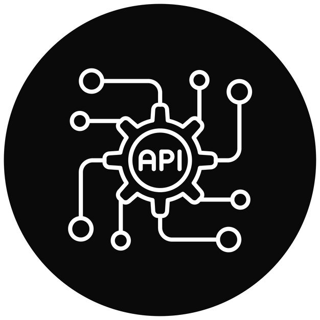 API-ikoni, vektorigrafiikka. Voidaan käyttää tietokoneohjelmointiin.