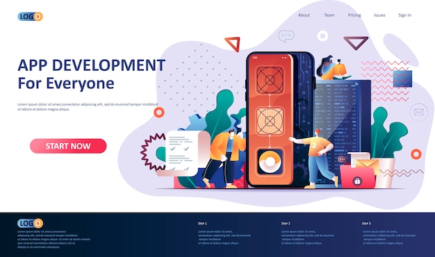 App development  landing page template  illustration