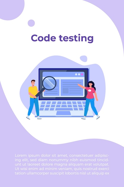 App tester. Software or application testing  concept.  Debugging development process. Vector illustration.