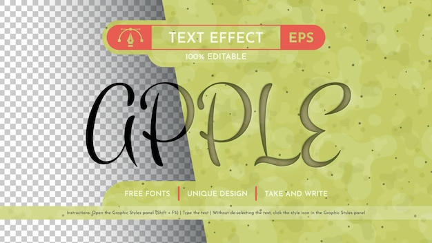 apple embossed editable text effect font style