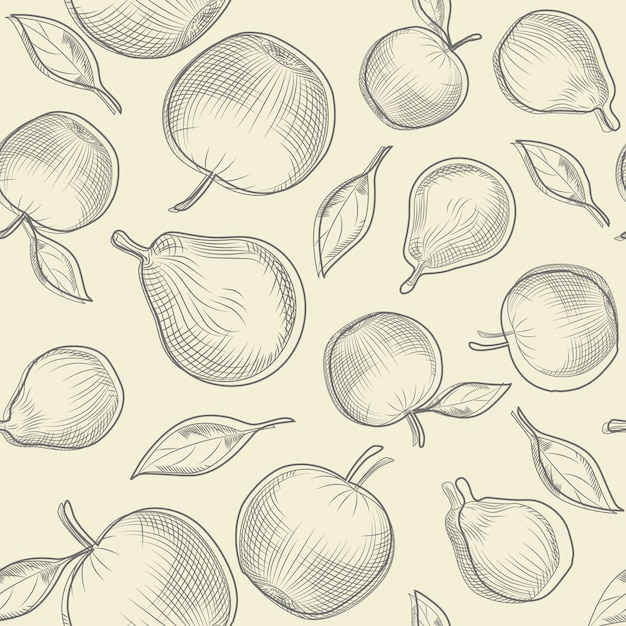 apple tree leaf and pear. apple and pear seamless pattern.