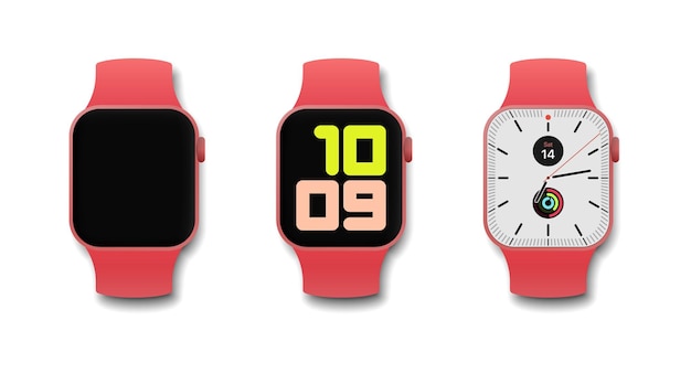 apple watch icons mockup editorial isolated apple wristwatch mockup red color transparent background watch icon set apple watch series 9 icons template vector icons