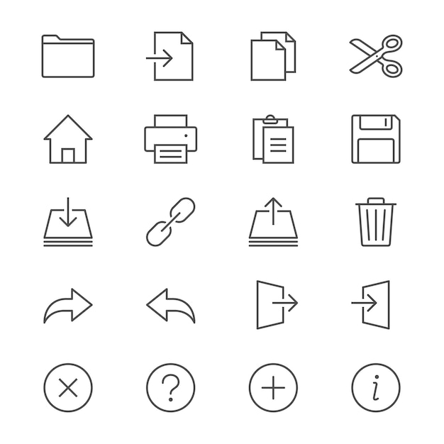 Application toolbar thin icons Editable stroke