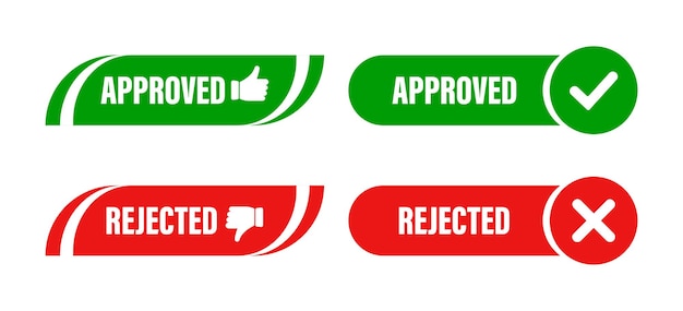 approved and rejected set check mark concept stamp mark vector icon 10 eps