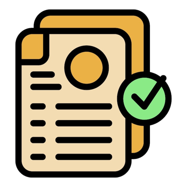 Approved paper icon outline vector Hire offer Vacancy job color flat
