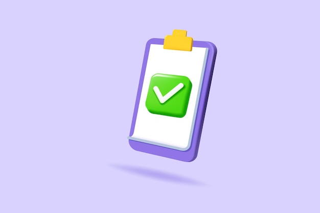 approvement exam clipboard mark icon task management todo check list 3d realistic vector illustration