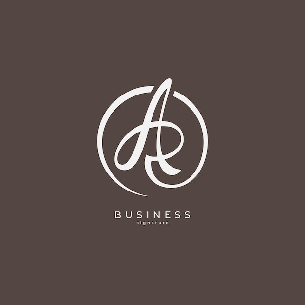 AR handwritten logo template Initial signature vector