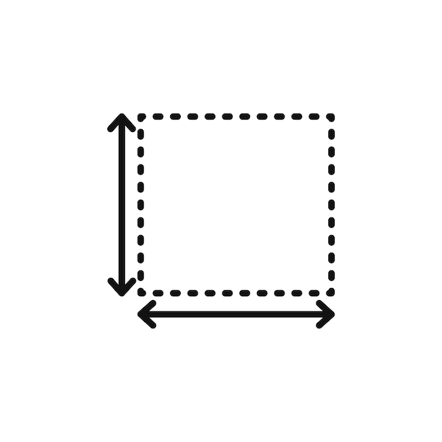 Area and dimension icon Symbol mark in Outline style