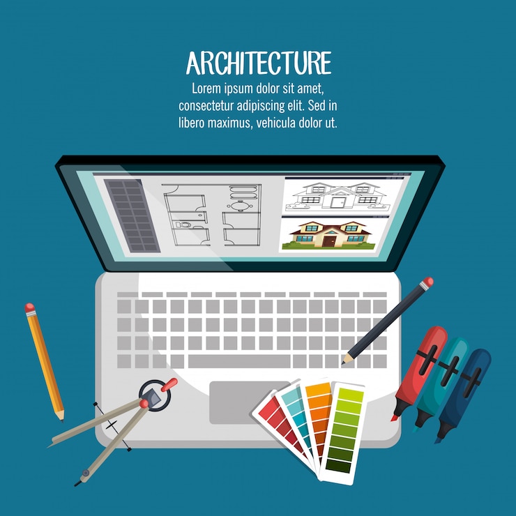 Vektori arkkitehtoninen työ -design