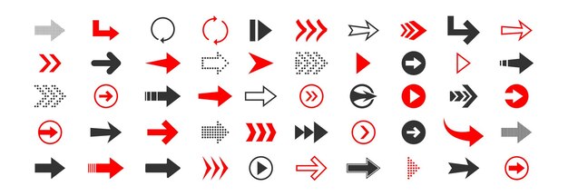 Arrow big set in flat Cursor line icon Vector illustration for web