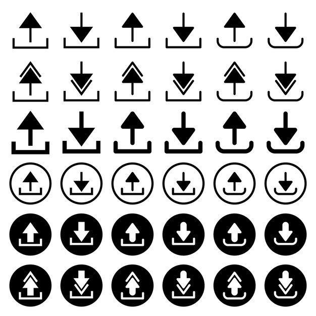 Arrow icon for download upload access and add and subtraction