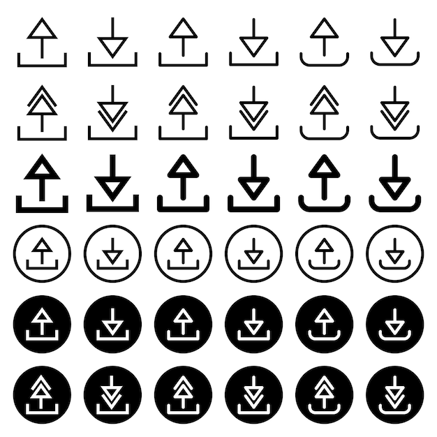 Arrow icon for download upload access and add and subtraction