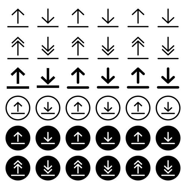 Arrow icon for download upload access and add and subtraction