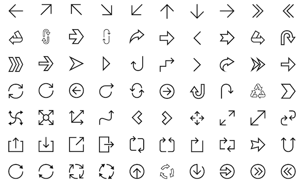Arrow Icon Set Navigation Direction Outline Icons