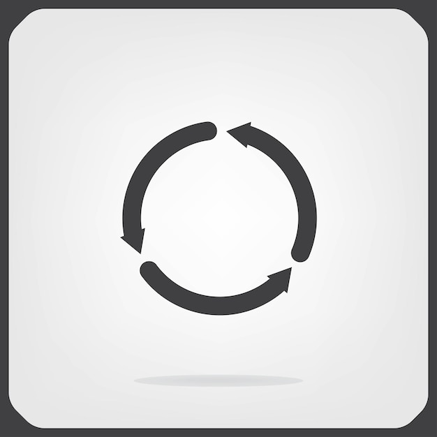 Arrow in a circle recycling symbol Vector illustration on gray background Eps 10