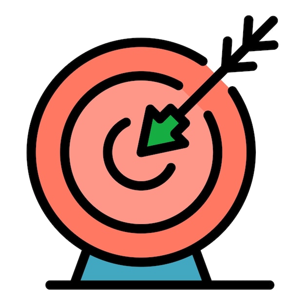arrow in target icon outline arrow in target vector icon color flat isolated